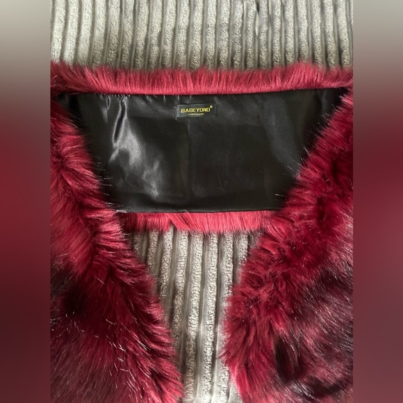 Vintage Ann Taylor Loft Burgundy Strapless Dress,  Faux Fur Stole &Heart Glasses - Picture 9 of 16